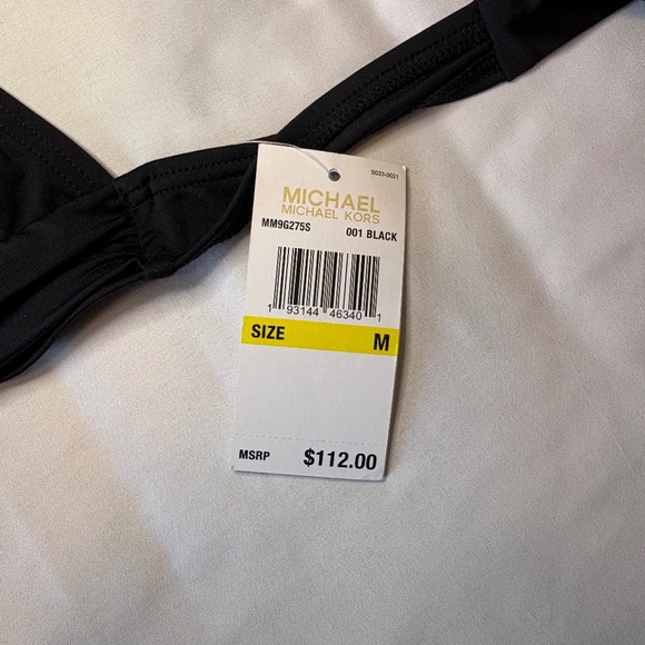 MICHAEL Michael Kors Womens Gold Tone Logo-Ring Black Halter‎ Bikini Top M - Picture 5 of 7